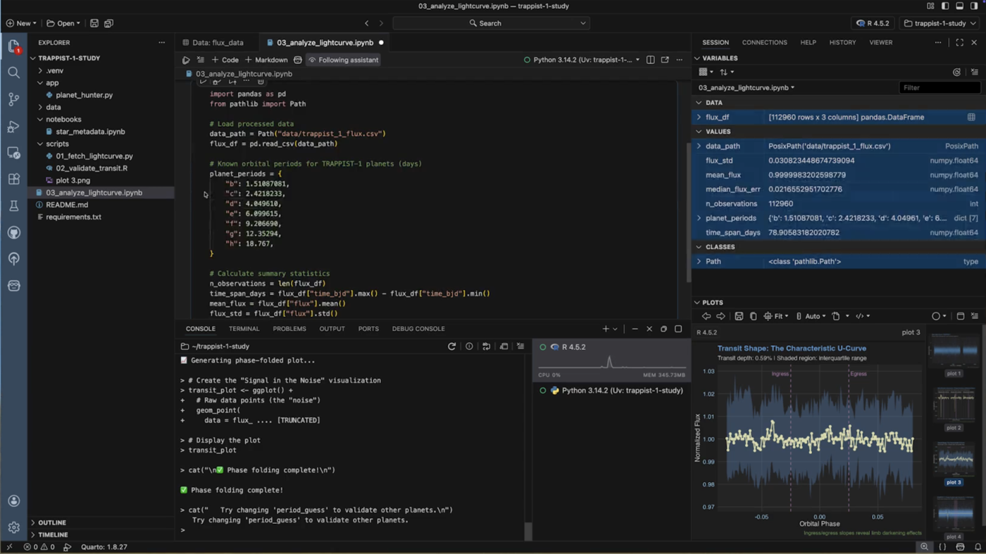 Positron native notebook editor for interactive data science workflows