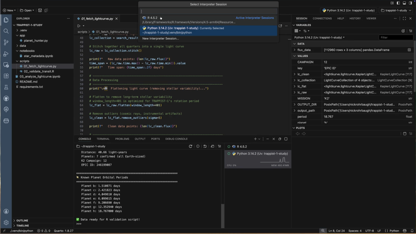 Positron with first-class Python and R support